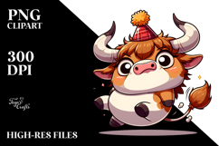 Highland Cow in Party Hat, Cartoon PNG Product Image 2
