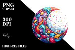 Vibrant Moon Watercolor Clipart Product Image 3