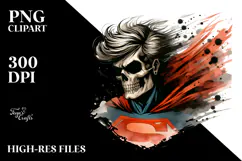 Washed Skull with Hair, Superhero PNG Product Image 2