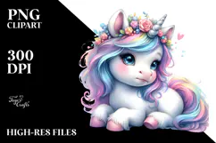 Cute Baby Unicorn Painting PNG Product Image 2
