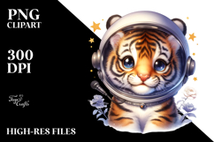 Cute Baby Tiger with Astronaut Helmet, High-Res PNG Product Image 2
