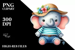 Cute Colorful Baby Elephant | Summer Clipart Product Image 3