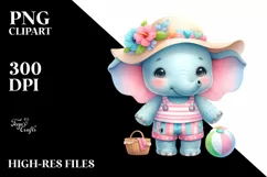 Cute Colorful Baby Elephant | Summer Clipart Product Image 1