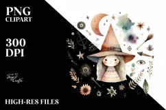 Washed Watercolor Funny Witch | Tshirt|Tumbler|Mug|Clipart Product Image 3
