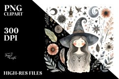 Washed Watercolor Funny Witch | Tshirt|Tumbler|Mug|Clipart Product Image 3