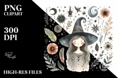 Washed Watercolor Funny Witch | Tshirt|Tumbler|Mug|Clipart Product Image 3