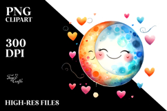 Simple Smiling Washed Half Moon, PNG Product Image 2