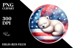 Sleeping Baby Polar Bear on Moon | Sublimation Clipart Product Image 1