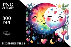 Smiling Moon with Hearts, PNG Product Image 2