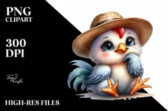 Watercolor Baby Rooster Hat Clipart Product Image 1