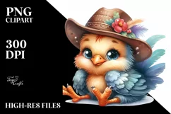Watercolor Baby Rooster Hat Clipart Product Image 3