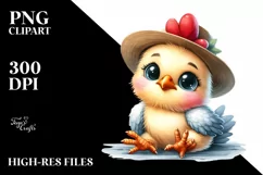 Watercolor Baby Rooster Hat Clipart Product Image 1