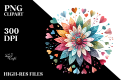 Simple Boho Heart Flower, PNG Product Image 2