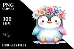 Adorned Penguin with Flower Crown, Transparent PNG Product Image 2