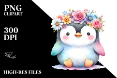 Adorned Penguin with Flower Crown, Transparent PNG Product Image 2