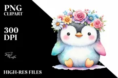 Adorned Penguin with Flower Crown, Transparent PNG Product Image 1