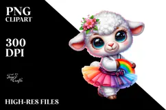 Watercolor Baby Lamb with Tutu PNG Product Image 2