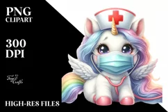 Baby Unicorn Nurse Mask Clipart Product Image 3