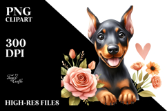 Happy Baby Doberman Pinscher, PNG Product Image 2