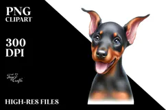 Happy Baby Doberman Pinscher, PNG Product Image 2