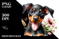 Happy Baby Doberman Pinscher, PNG Product Image 2