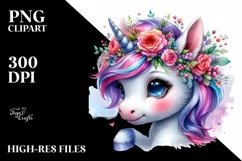 Floral Unicorn Inspired by , PNG Product Image 1