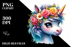 Floral Unicorn Inspired by , PNG Product Image 1