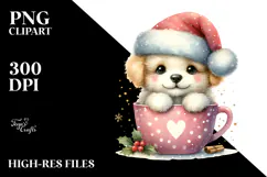 Cute Dog with Santa Hat PNG Product Image 2