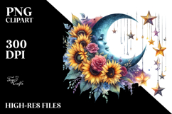 Vibrant Half Moon with Sunflowers PNG Product Image 2
