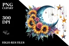 Vibrant Half Moon with Sunflowers PNG Product Image 1