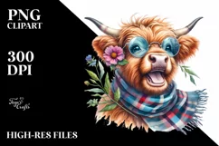 Highland Cow Watercolor | Sublimation Clipart Product Image 3