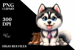 Siberian Husky Tie Caricature-Clipart Product Image 3