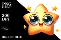 Funny Expressive Star Watercolor PNG Product Image 3