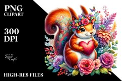Adorned Squirrel with Heart, Colorful PNG Product Image 2