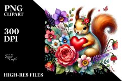Adorned Squirrel with Heart, Colorful PNG Product Image 2