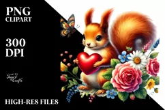 Adorned Squirrel with Heart, Colorful PNG Product Image 2