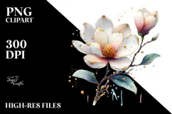 Magnolia with Watercolor Splash PNG Product Image 2