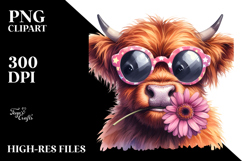 Highland Cow with Sunglasses PNG Product Image 2