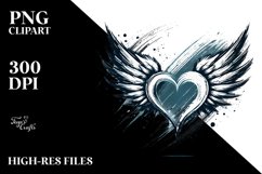 Heart with Wings Paint Brush Style PNG Product Image 2