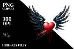 Heart with Wings Paint Brush Style PNG Product Image 2