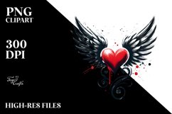 Heart with Wings Paint Brush Style PNG Product Image 2