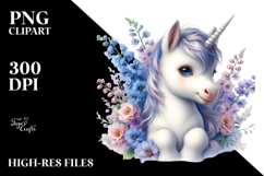 Cute Baby Unicorn Delphinium Clipart Product Image 2