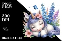 Cute Baby Unicorn Delphinium Clipart Product Image 3