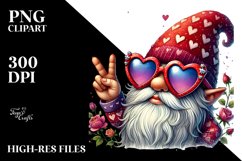 Valentines Gnome with Love You Sign, PNG Product Image 2
