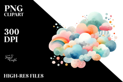 Watercolor Colorful Cloud PNG Product Image 2