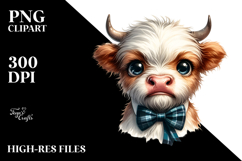 Disgusted Baby Cow with Cool Looking Hair, Cartoon PNG Product Image 2