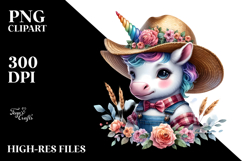Colorful Baby Unicorn Farmer PNG Product Image 2