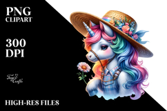 Colorful Baby Unicorn Farmer PNG Product Image 2