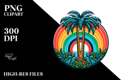 Retro Tropical Tree Rainbow Clipart Product Image 2