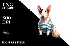 Bull Terrier Surf and Shell Clipart Product Image 2